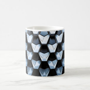 Futuristic Abstract Blue Geometric Metallic Coffee Mug