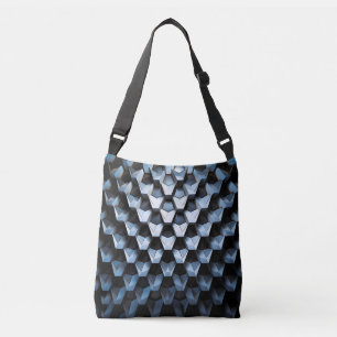 Futuristic Abstract Blue Geometric Metallic Crossbody Bag