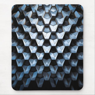 Futuristic Abstract Blue Geometric Metallic Mouse Pad