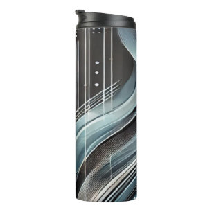 Futuristic Abstract Blue & Silver Thermal Tumbler 