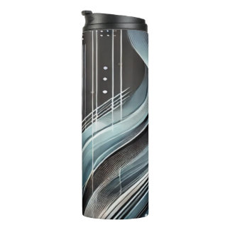Futuristic Abstract Blue & Silver Thermal Tumbler 