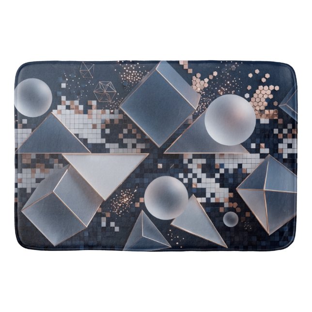Futuristic Abstract Christmas Mosaic 3D Bath Mat (Front)
