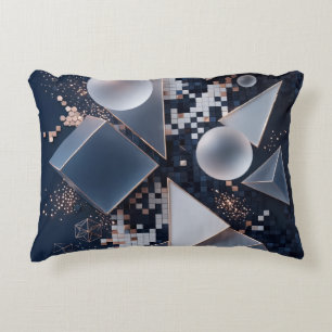 Futuristic Abstract Christmas Mosaic 3D Decorative Cushion