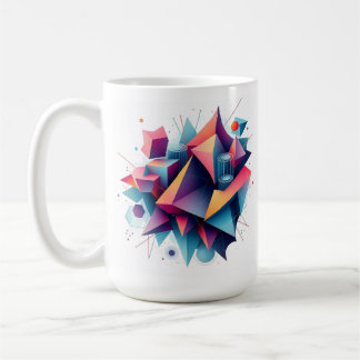 Futuristic Abstract Geometric Shapes with Neon Gra Coffee Mug