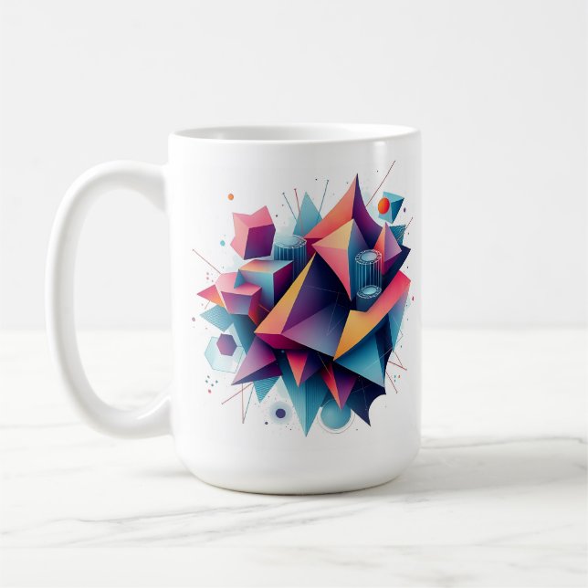 Futuristic Abstract Geometric Shapes with Neon Gra Coffee Mug (Left)