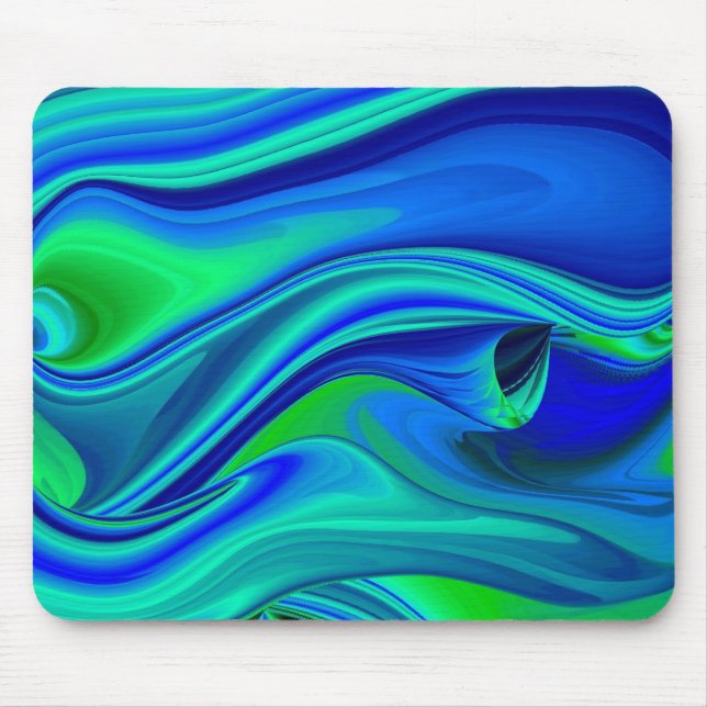 futuristic, Abstract in green and blue Mouse Pad (Front)