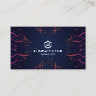 Futuristic Abstract Lines Dark Modern Technology Business Card