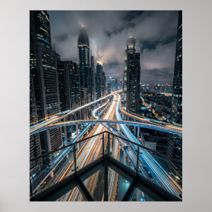 Futuristic Aerial Highway Nexus Poster