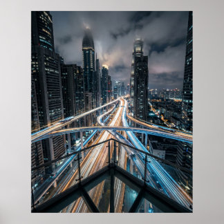 Futuristic Aerial Highway Nexus Poster