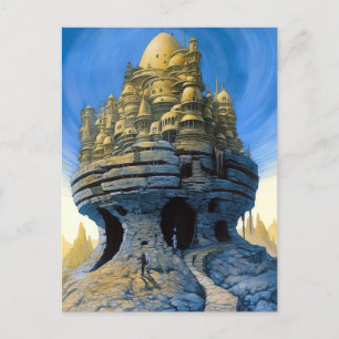 Futuristic Alien City Sci-Fi Art Postcard