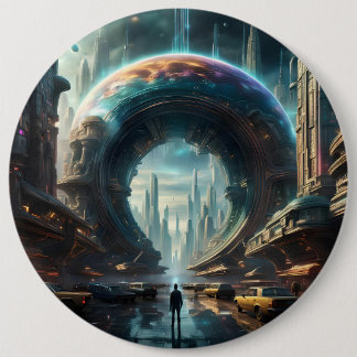 Futuristic Alien Planet Portal with Magic Gate 6 Cm Round Badge