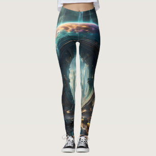 Futuristic Alien Planet Portal with Magic Gate Leggings