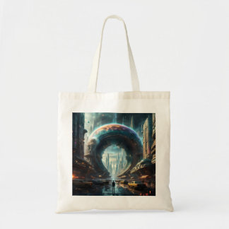 Futuristic Alien Planet Portal with Magic Gate Tote Bag