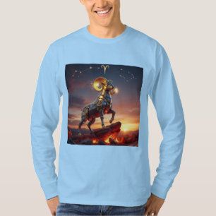 Futuristic Aries Mech-Ram Zodiac Design T-Shirt