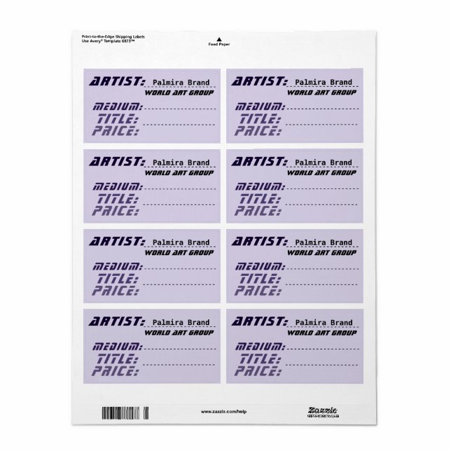 Futuristic Artist Price Labels Tags (Full Sheet)