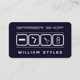 Futuristic barber and hairdresser indigo blue  business card