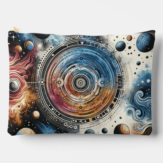 Futuristic Batik Cosmic Art – Space Design Accessory Pouch (Front)