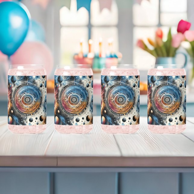 Futuristic Batik Cosmic Art – Space Design Can Glass (Insitu (Baby Shower))