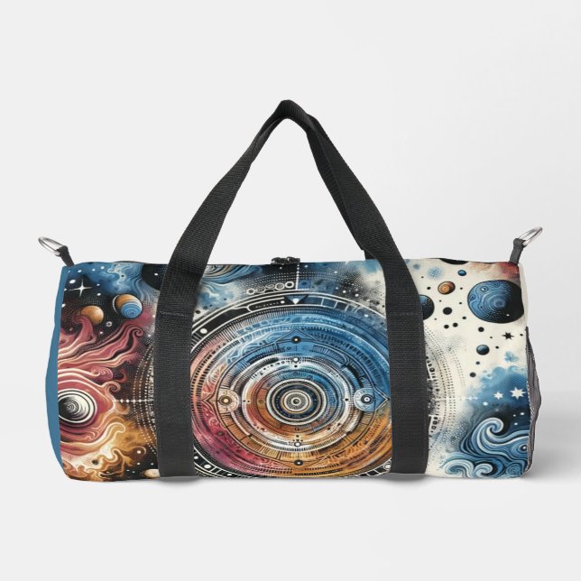 Futuristic Batik Cosmic Art – Space Design Duffle Bag (Front)
