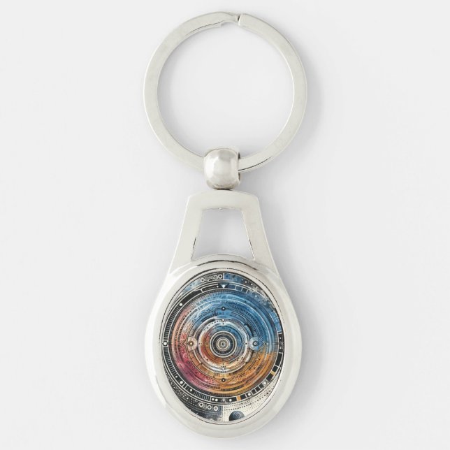 Futuristic Batik Cosmic Art – Space Design Key Ring (Front)