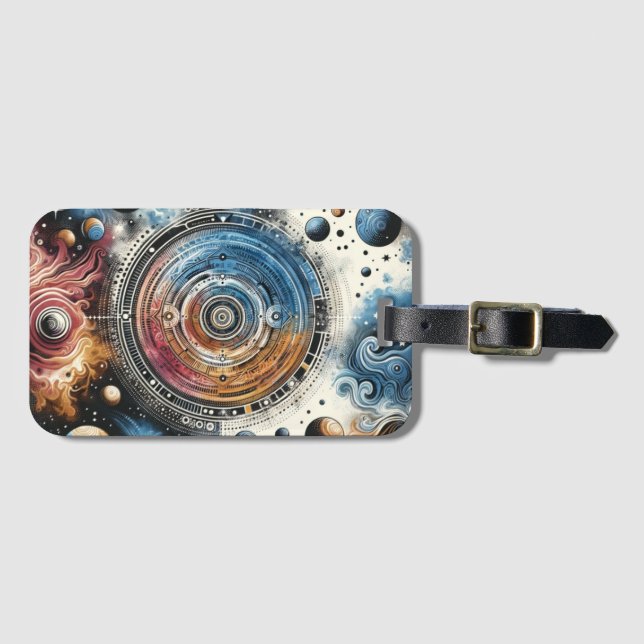 Futuristic Batik Cosmic Art – Space Design Luggage Tag (Front Horizontal)