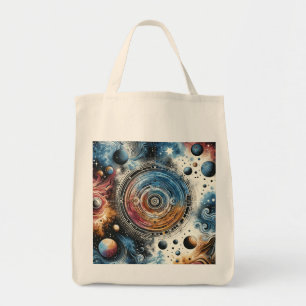 Futuristic Batik Cosmic Art – Space Design Tote Bag