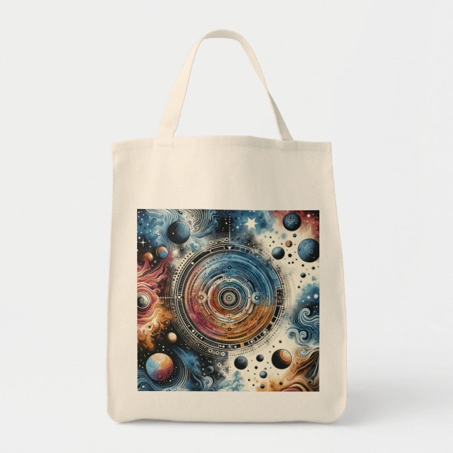 Futuristic Batik Cosmic Art – Space Design Tote Bag (Front)