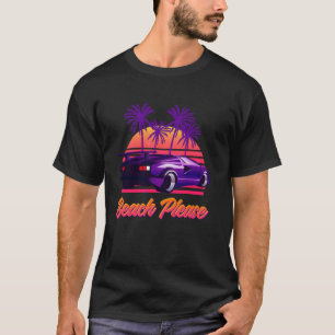 Futuristic Beach Vacay Vaporwave Aesthetic 80s Bea T-Shirt
