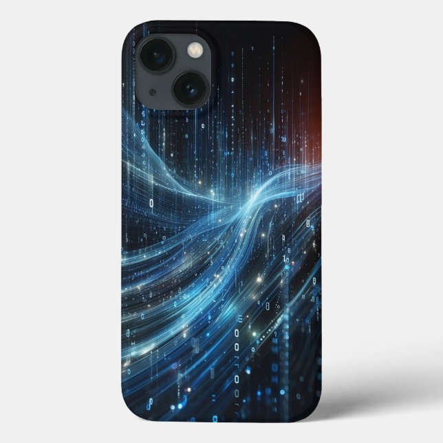 Futuristic Binary Code Data Flow Phone Case -Cyber (Back)