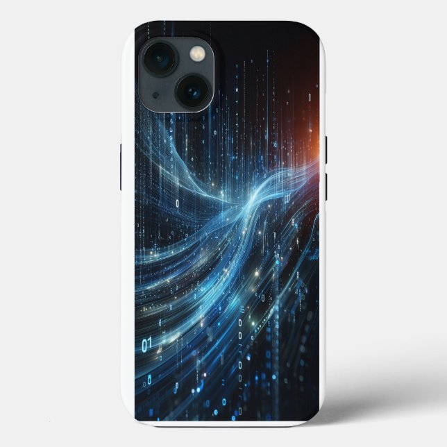 Futuristic Binary Code Data Flow Phone Case -Cyber (Back)