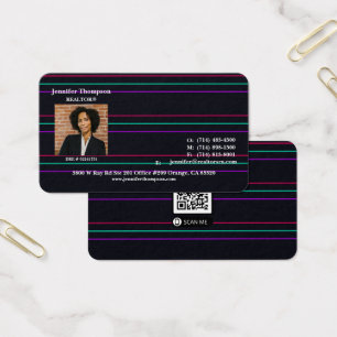 Futuristic Black Business Card with Neon Lines