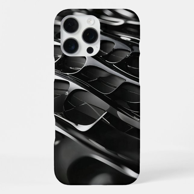 Futuristic Black Gloss Abstract 3D Design iPhone Case (Back)