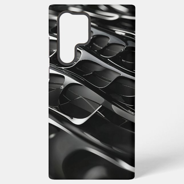 Futuristic Black Gloss Abstract 3D Design Samsung Galaxy S22 Ultra Case (Back)