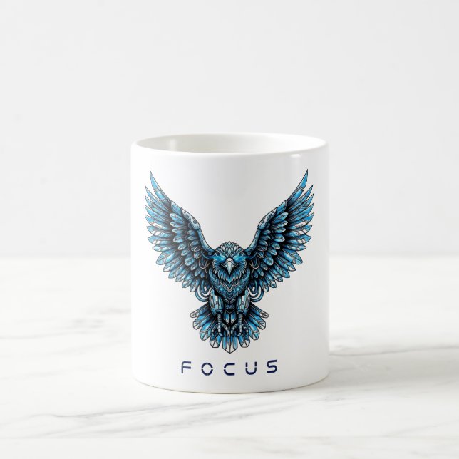 Futuristic Blue Eagle Coffee Mug (Center)