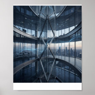 Futuristic Business Technology Interior Digital In Poster