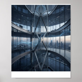 Futuristic Business Technology Interior Digital In Poster
