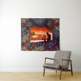 Futuristic Cat on Mars Tapestry