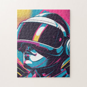 Futuristic character portrait wearing VR headset Jigsaw Puzzle