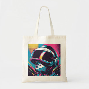 Futuristic character portrait wearing VR headset Tote Bag