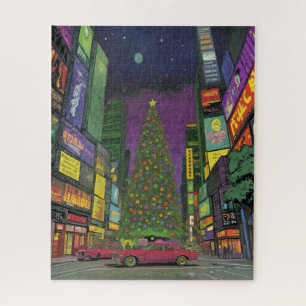 Futuristic Christmas in Times Square Jigsaw Puzzle