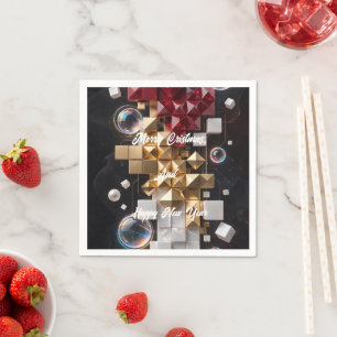 Futuristic Christmas Mosaic Column 3D  Napkin