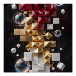 Futuristic Christmas Mosaic Column 3D Poster