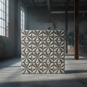 Futuristic Chrome Relief Silver #18 ID1227 Ceramic Tile