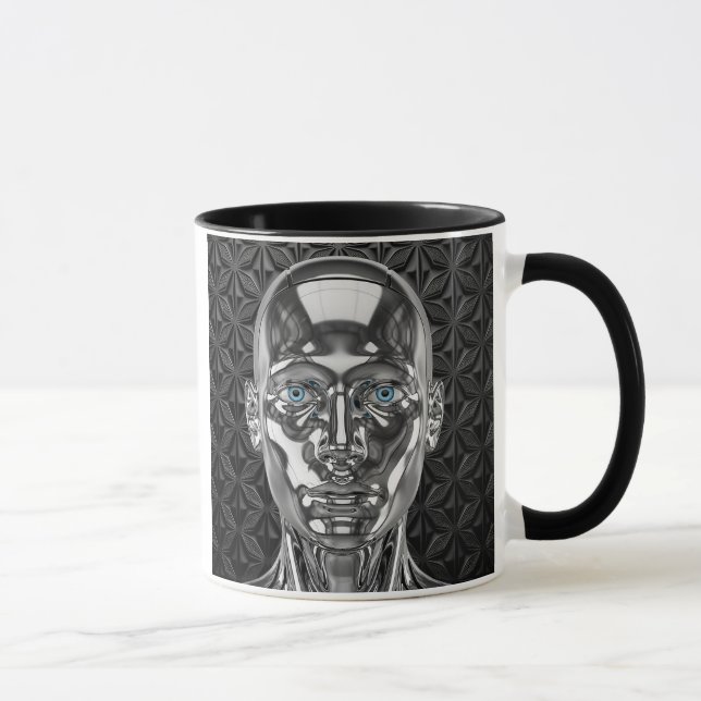 Futuristic chrome robot mug (Right)