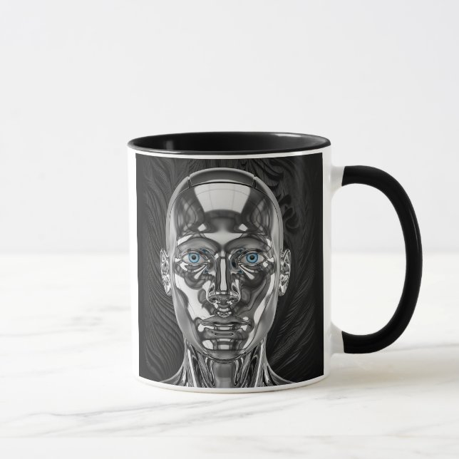 futuristic chrome robot mug (Right)