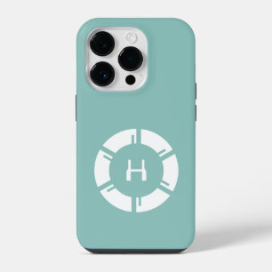 Futuristic Circle With Sci-Fi Monogram Mint Green iPhone 14 Pro Case