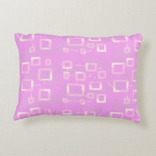 Futuristic Circuit Boxes on Pink Geometric Printed Decorative Cushion