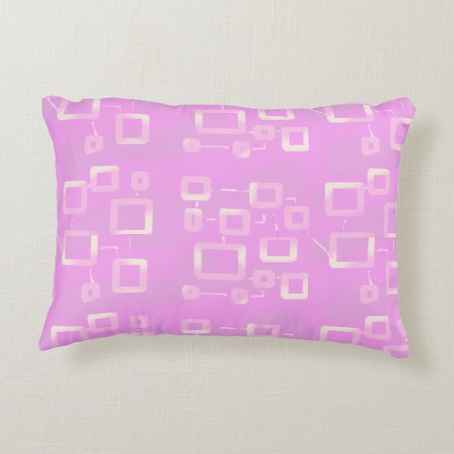 Futuristic Circuit Boxes on Pink Geometric Printed Decorative Cushion (Back)