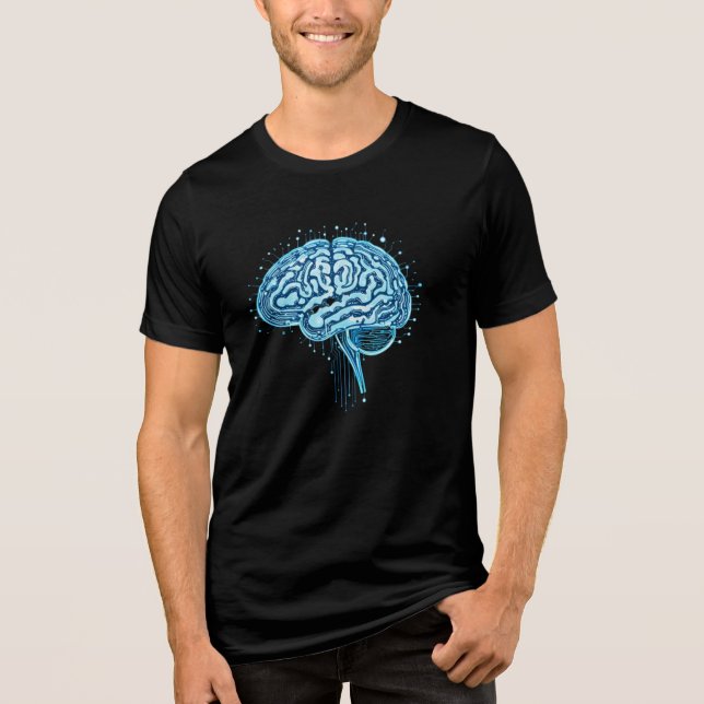 "Futuristic Circuit Brain – Minimalist Tech & AI T Tri-Blend Shirt (Front)