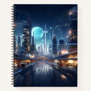 Futuristic City at Night Notebook